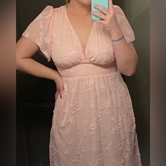 June Smocked Midi | Baltic Born | Blush Pink - Picture 4 of 4